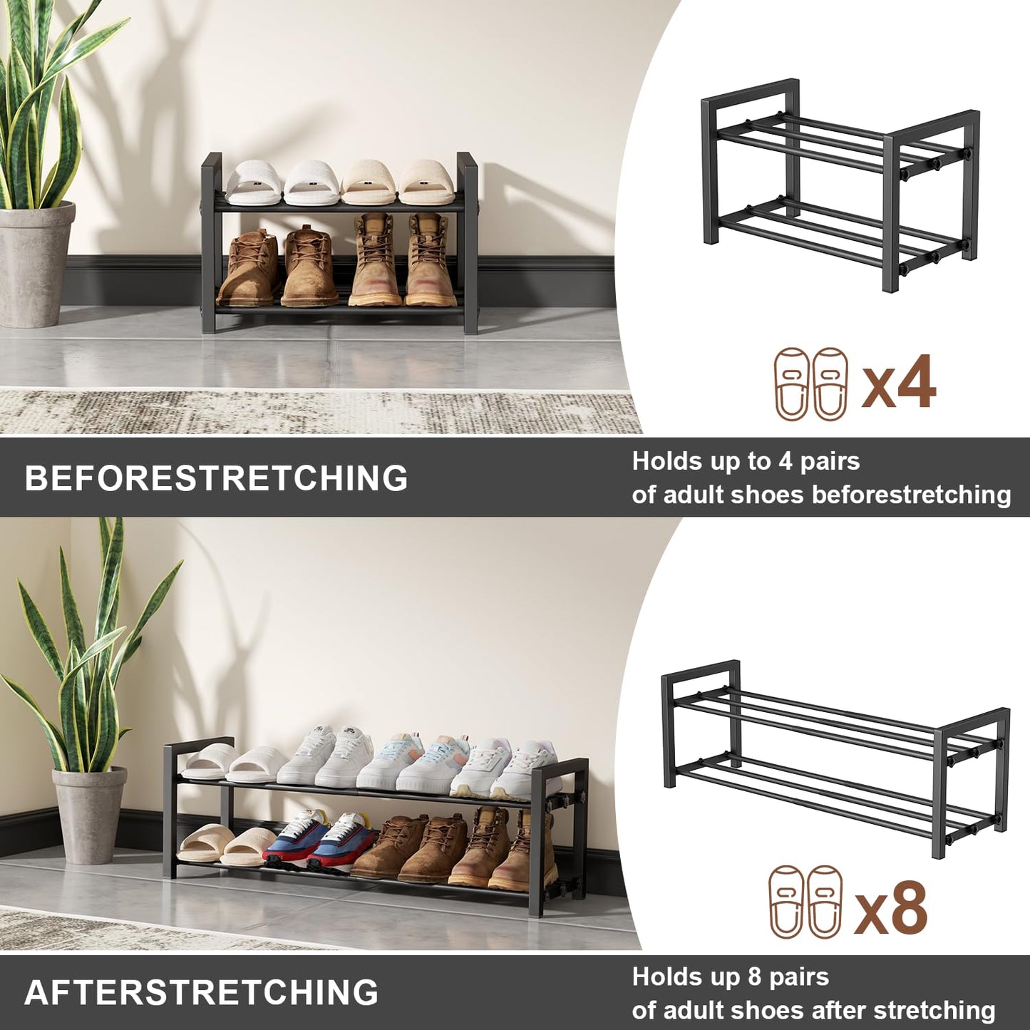 Stackable Shoe Rack Organizer Storage Shelf Rack