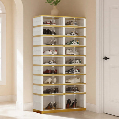 Stackable Foldable Shoe Storage Cabinet with Lid