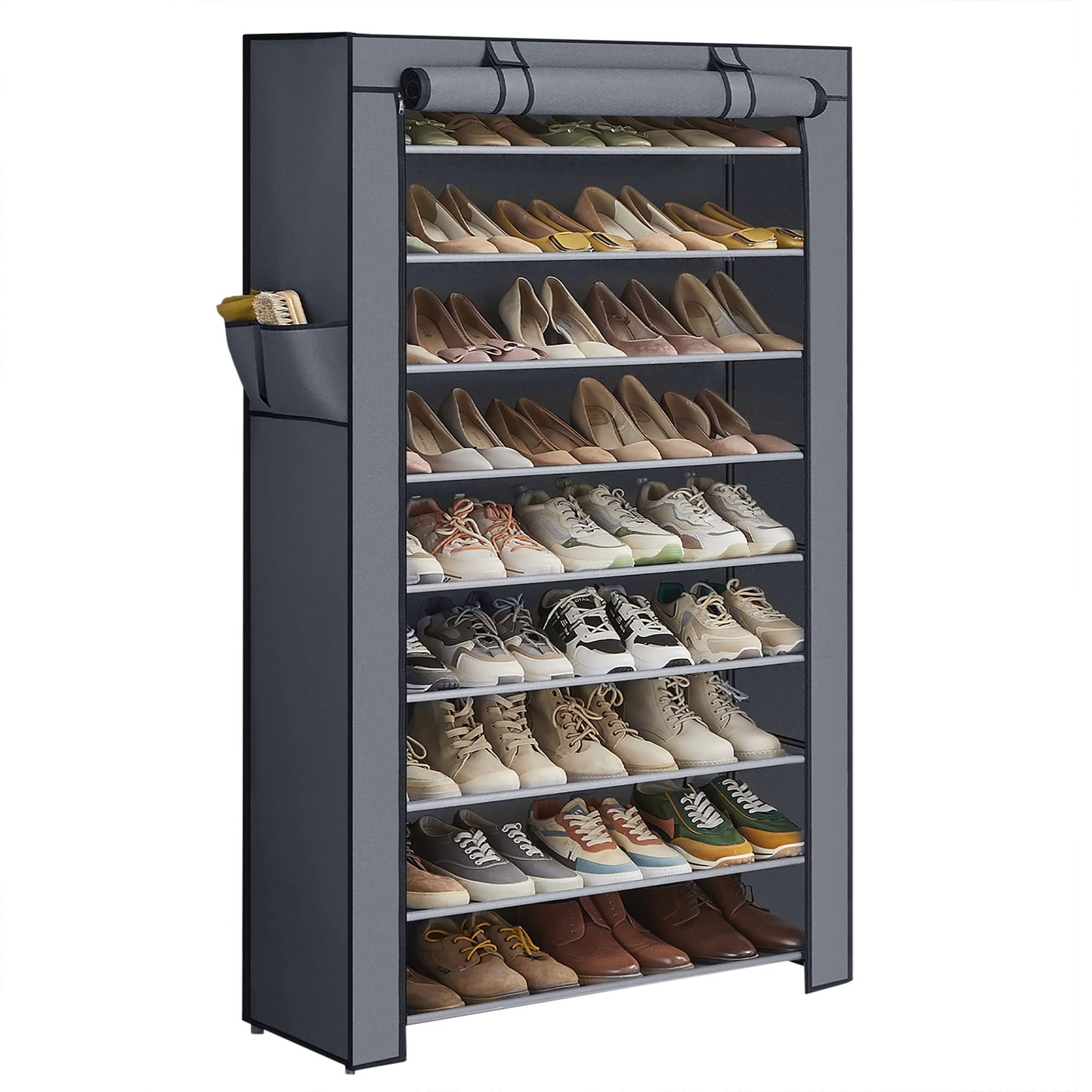 SONGMICS 10-Tier Shoe Rack, Shoe Organizer with Dustproof Cover,