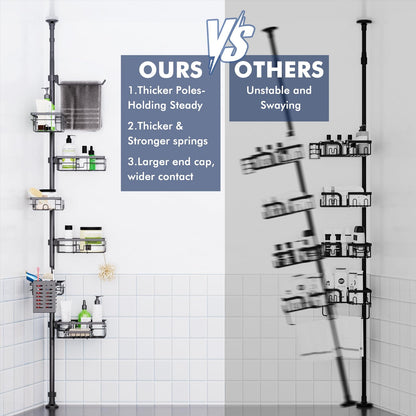 Corner Tension Pole Shower Caddy Adjustable Bathroom Organizer