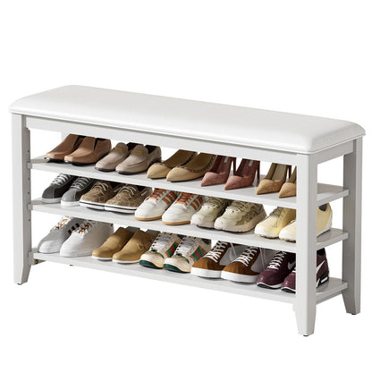 Entryway Shoe Bench Storage with Cushion Shelves