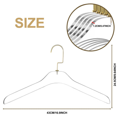Clear Acrylic Suit Coat Hangers Silver Hook 50 Pack