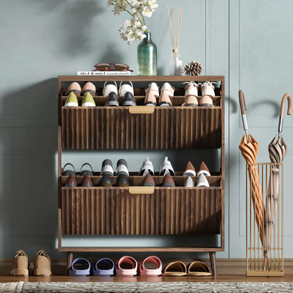 Narrow Shoe Cabinet Storage with Flip Drawer Entryway Organizer