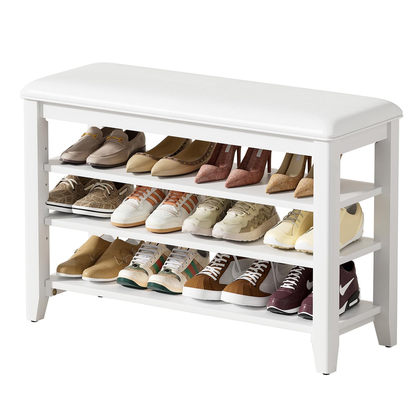 Entryway Shoe Bench Storage with Cushion Shelves