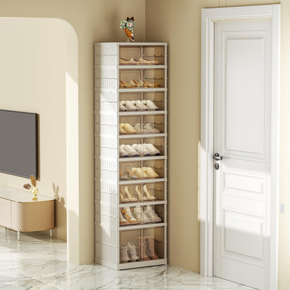 Stackable Foldable Shoe Storage Cabinet with Lid