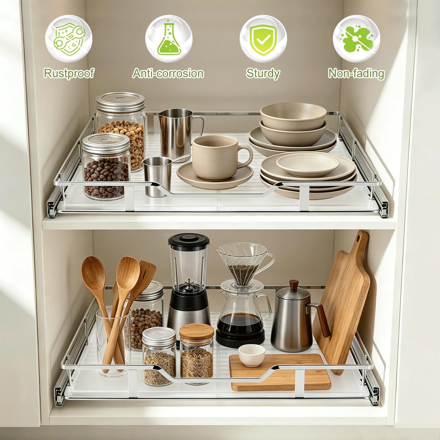 Pull Out Cabinet Organizer 20W x 21D Chrome