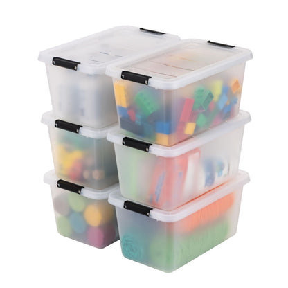 Stackable Clear Storage Bins with Latching Lids Secure Pull Handle
