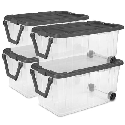 4-Pack Stackable Clear Storage Bins with Latching Lids 160QT