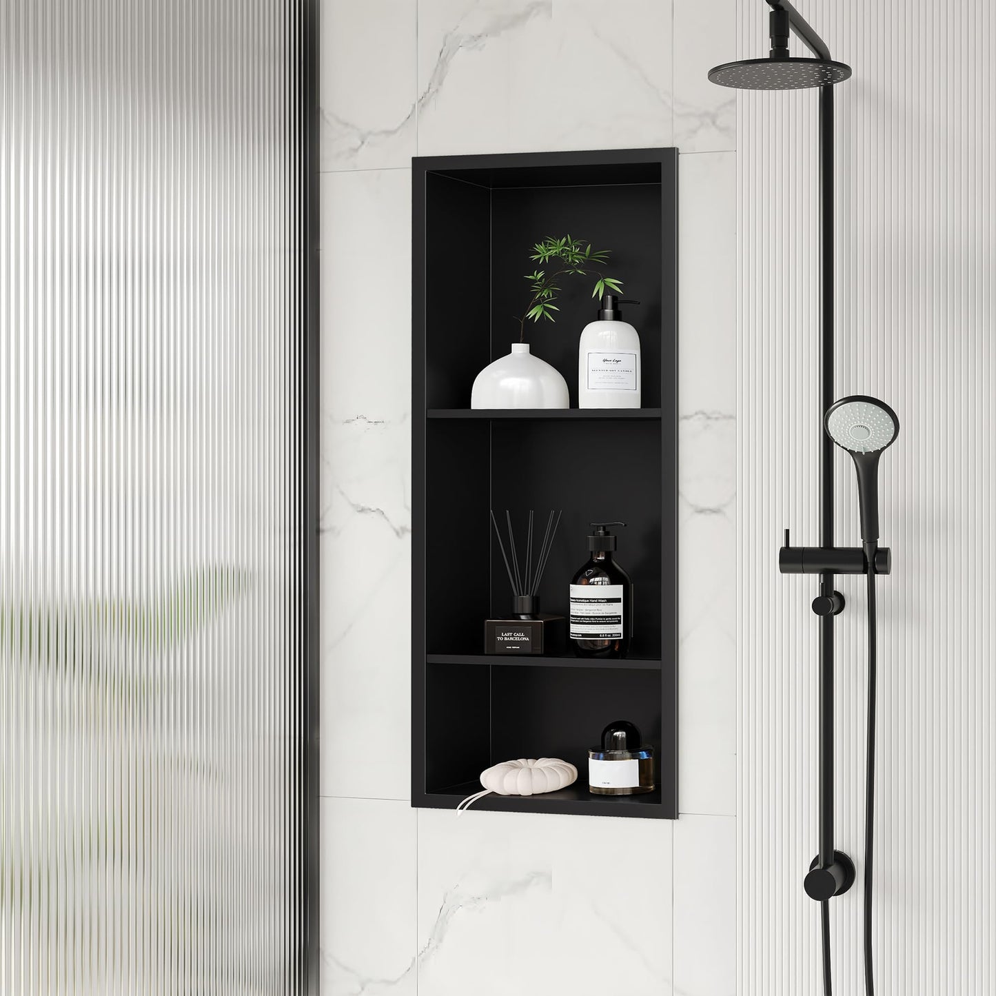 Three-Tier Stainless Recessed Shower Wall Niche