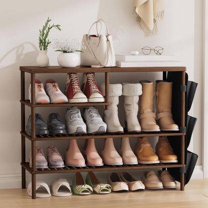 CozyBath Bamboo Shoe Rack 4 Tiers Shoe Organizer for Closet