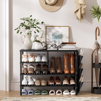 CozyBath Bamboo Shoe Rack 4 Tiers Shoe Organizer for Closet