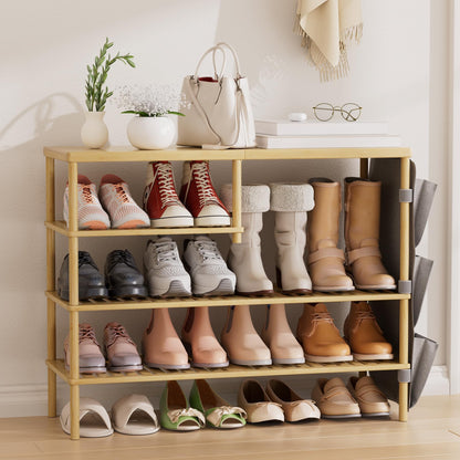CozyBath Bamboo Shoe Rack 4 Tiers Shoe Organizer for Closet