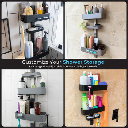 Rust Resistant Shower Caddy Adjustable Shelves Bathroom Organizer