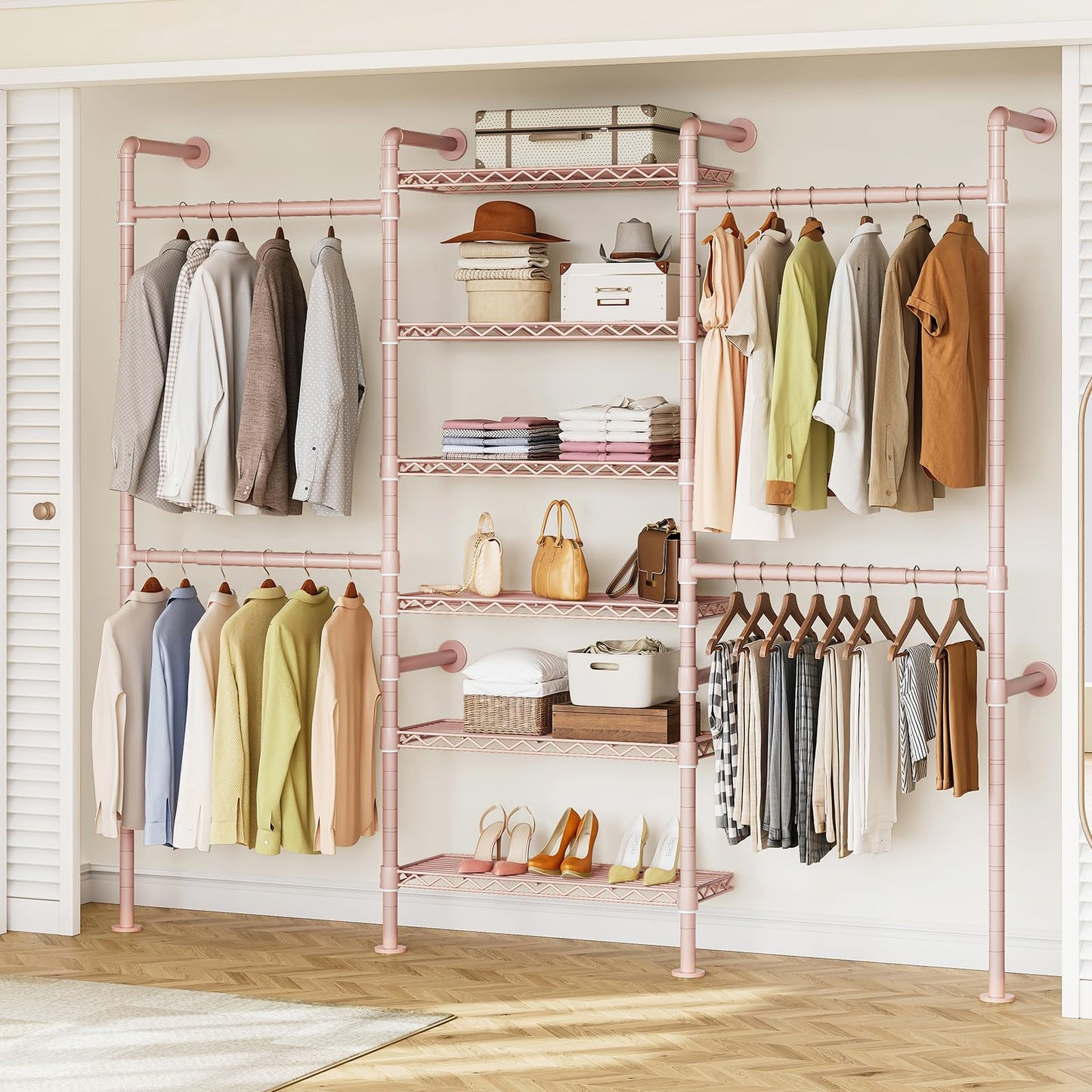 Wall Mounted Industrial Pipe Clothing Rack Heavy Duty