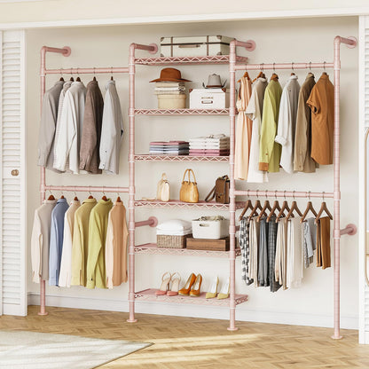 Wall Mounted Industrial Pipe Clothing Rack Heavy Duty