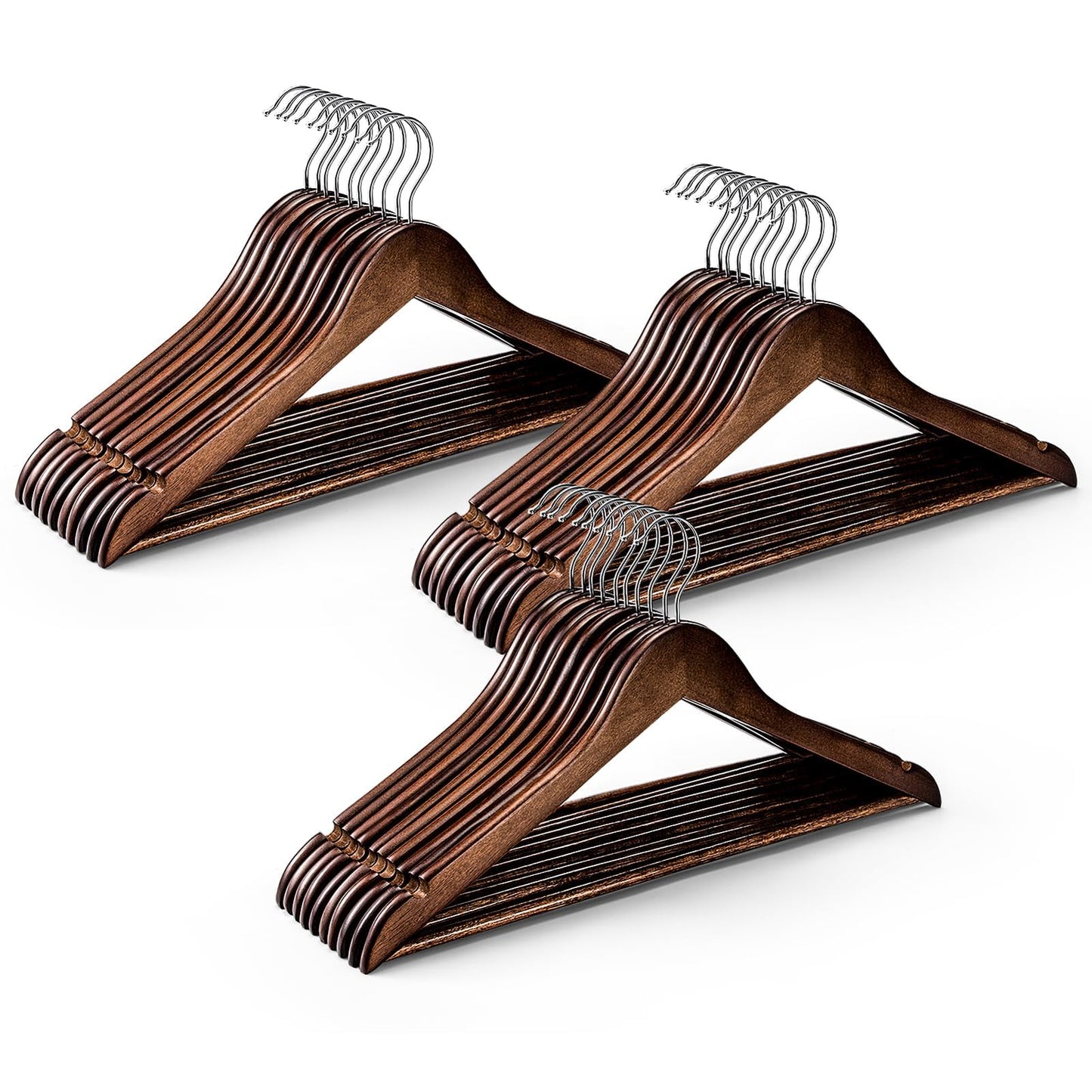 Wooden Suit Hangers 10-30 Pack Space Saving Design