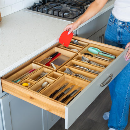 Bamboo Drawer Organizer Boxes Kitchen Bathroom Office