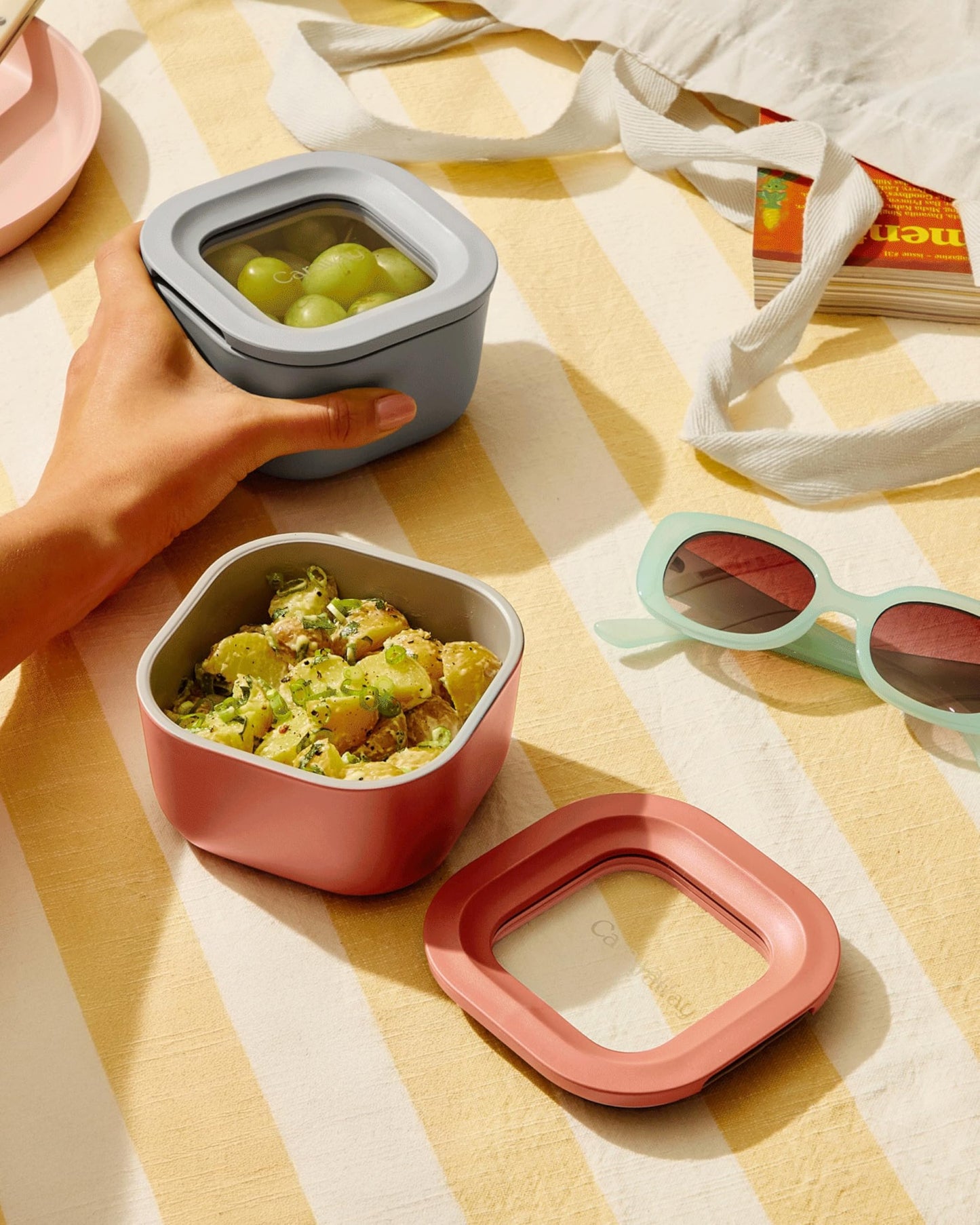 Glass Food Storage Set Ceramic Coated Lids Microwave Safe