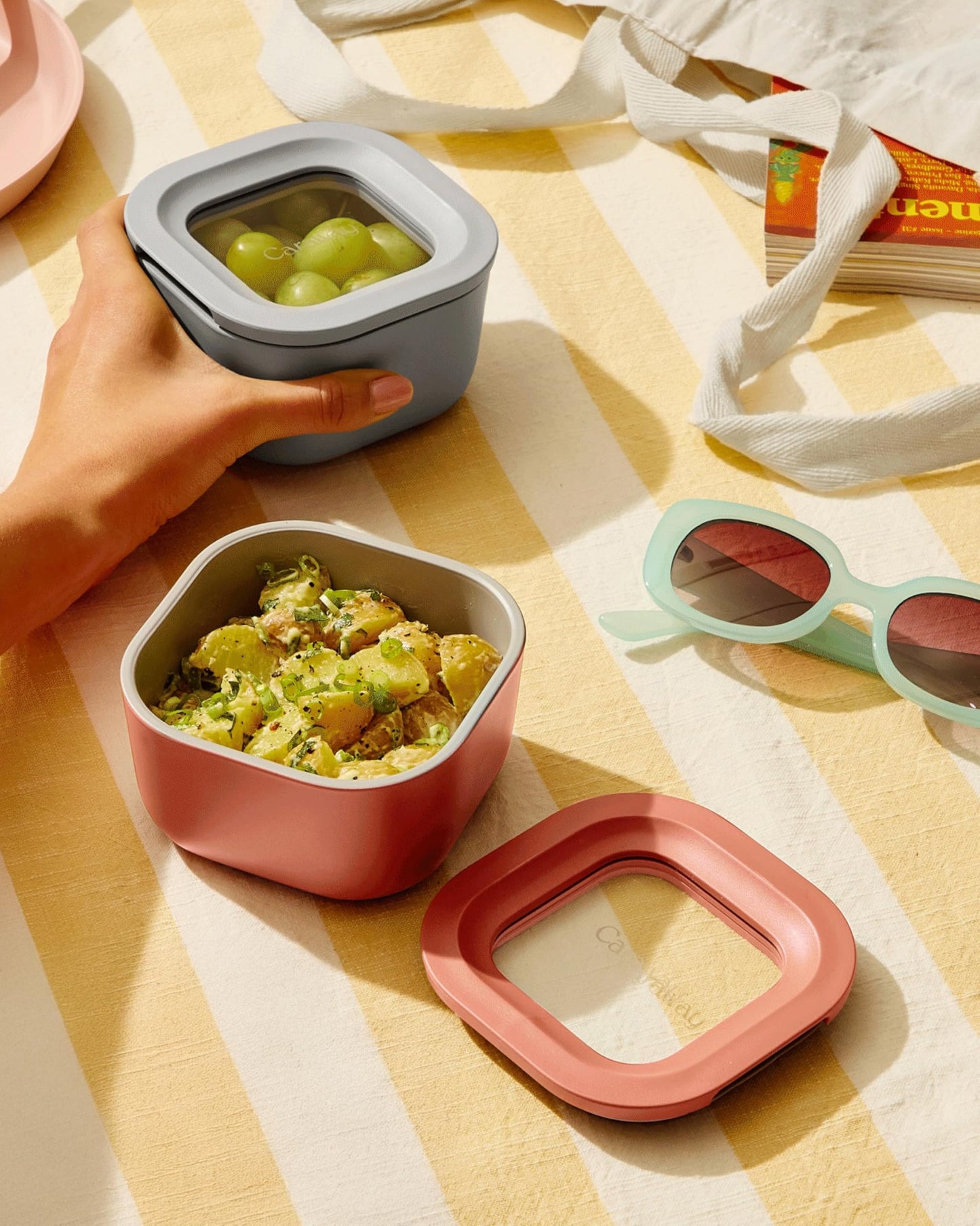 Glass Food Storage Set Ceramic Coated Lids Lunch Box Safe