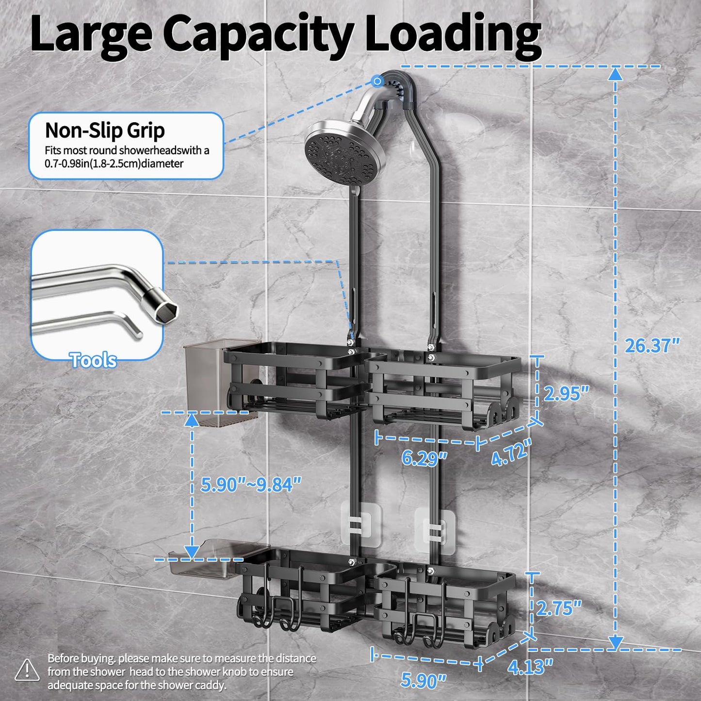 Shower Caddy Over Head Metal Rust Proof Organizer