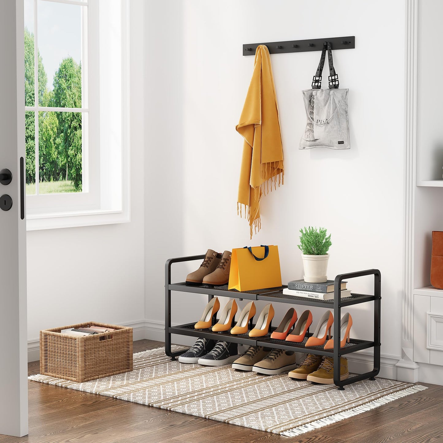 Expandable Stackable Metal Shoe Rack Organizer Shelf