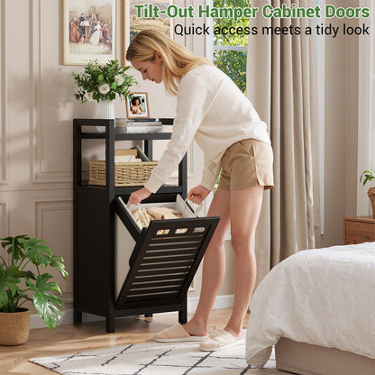 Tilt Out Laundry Hamper Cabinet with Storage