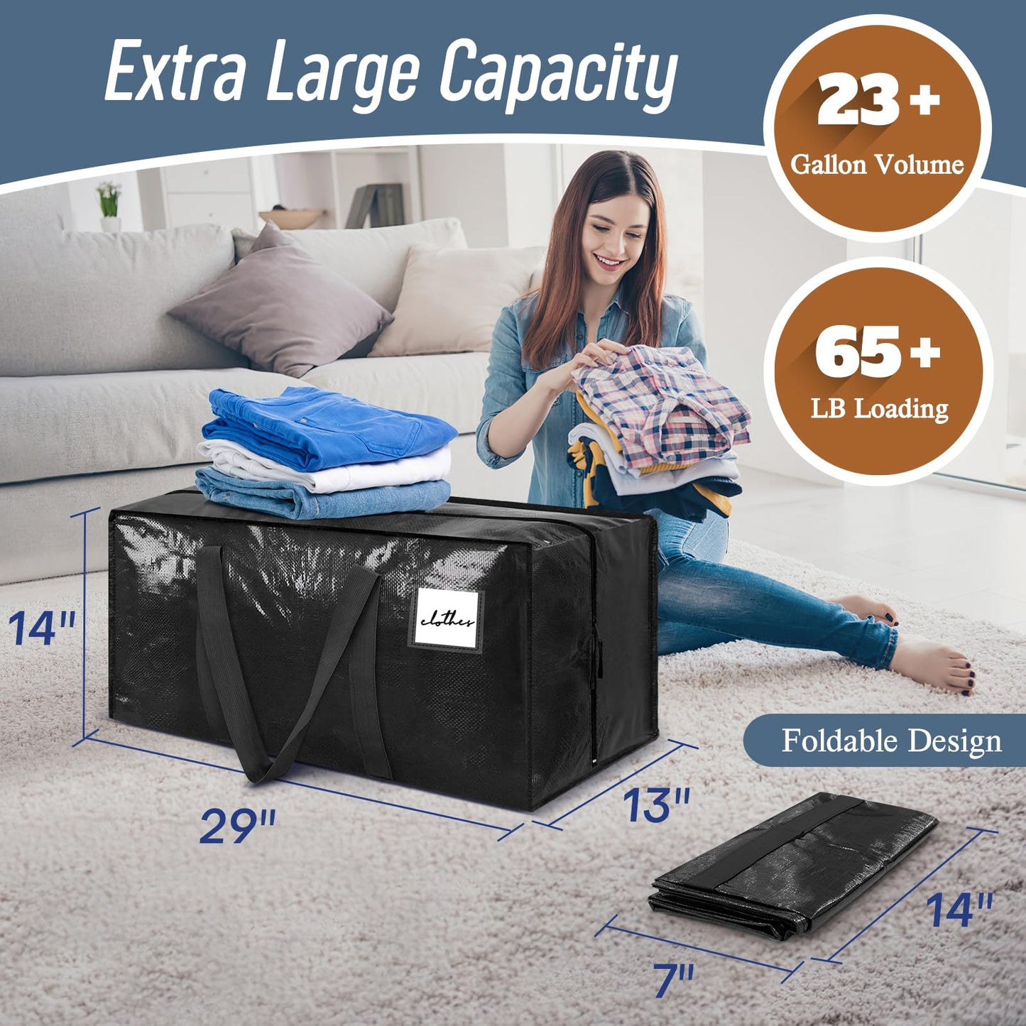 Heavy Duty Moving Storage Bags with Zipper Handles