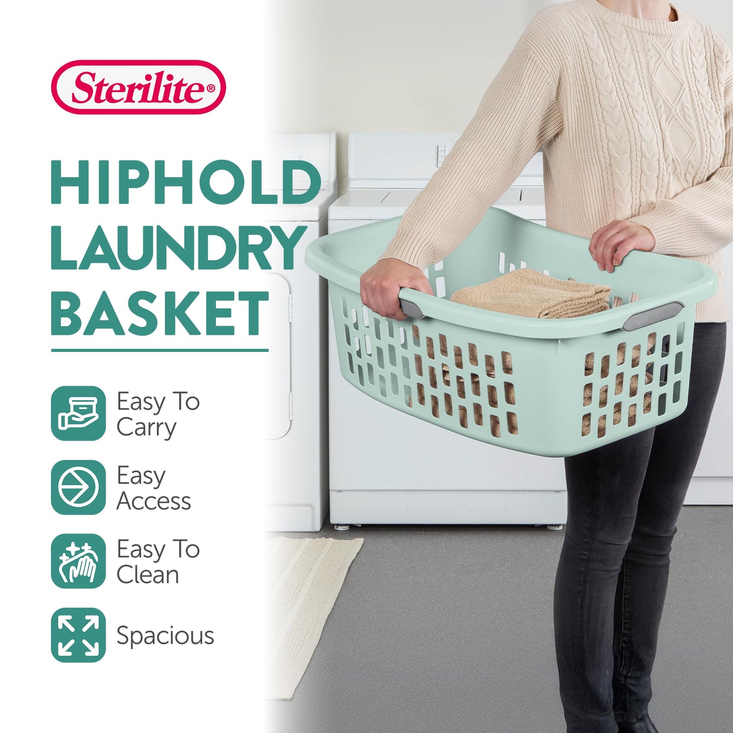 Stackable Plastic Laundry Basket with Handles 1 5 Bushel Capacity
