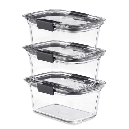 Glass Food Storage Containers Set Assorted Sizes Leak Proof Clear