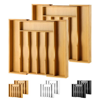 Oridom Expandable Bamboo Kitchen Drawer Organizer
