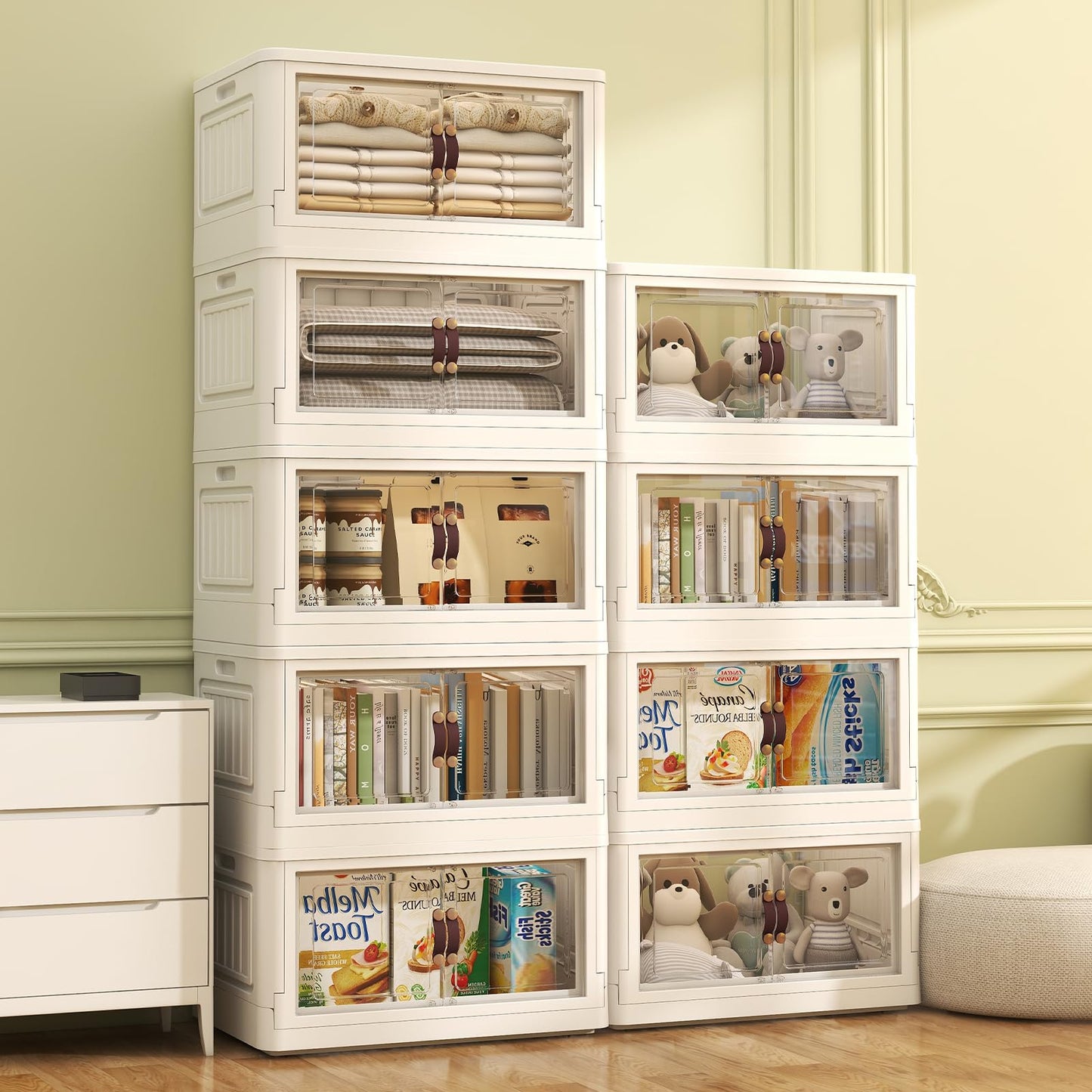 Stackable Storage Bins with Lids Wheels 78 Qt White