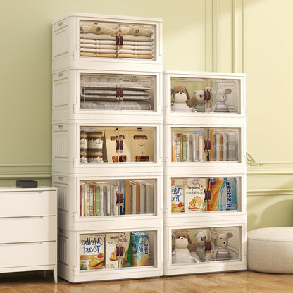Stackable Storage Bins with Lids Wheels 78 Qt White