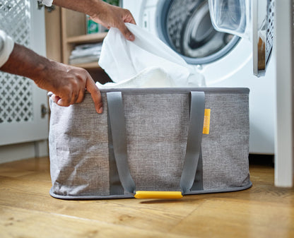 2 Piece Laundry Set Collapsible Hamper Bags Gray