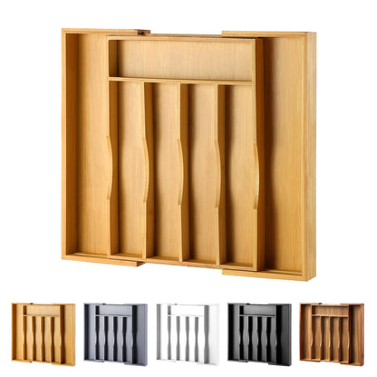 Oridom Expandable Bamboo Kitchen Drawer Organizer