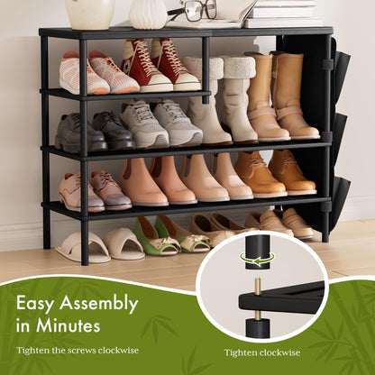CozyBath Bamboo Shoe Rack 4 Tiers Shoe Organizer for Closet