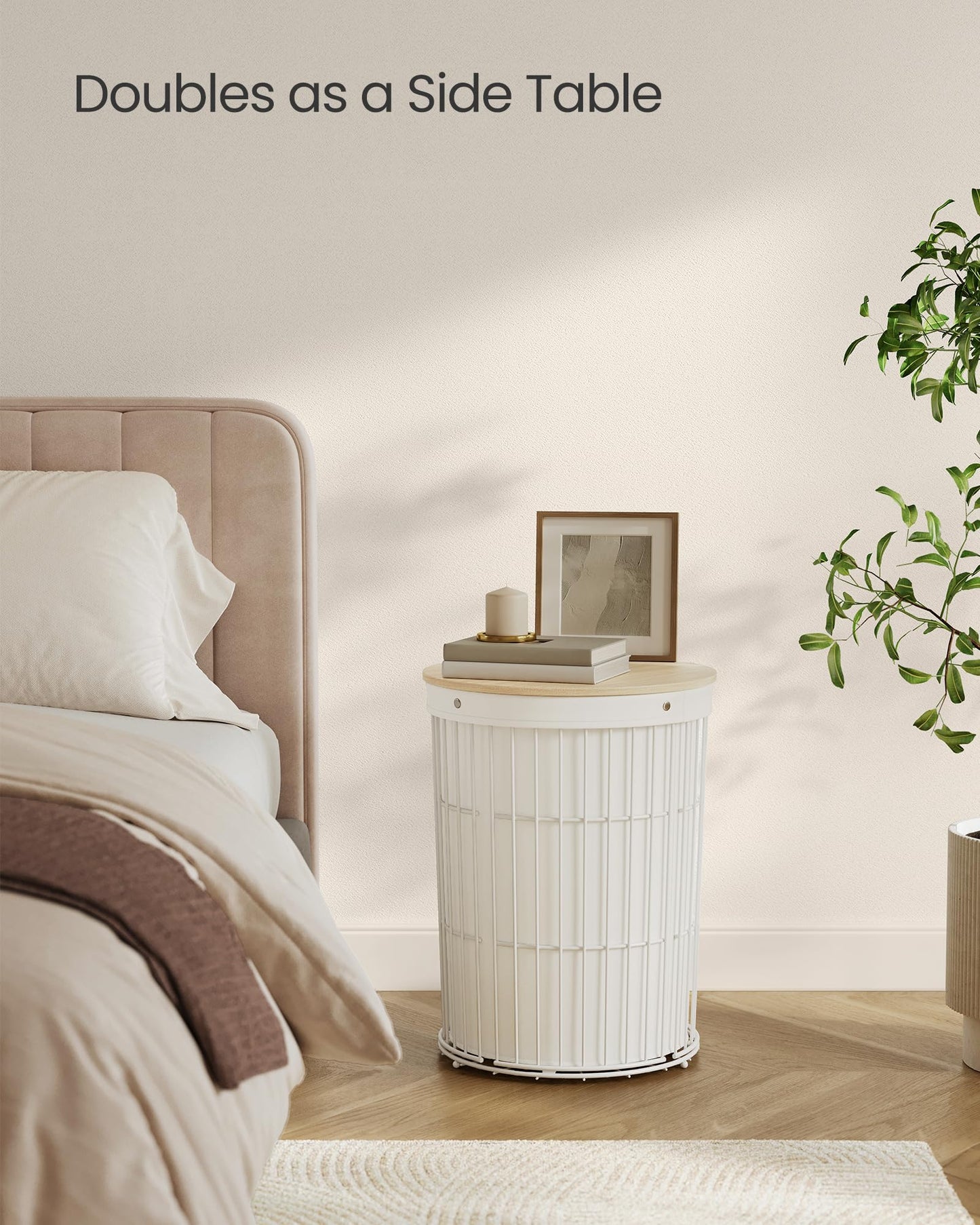 Round Laundry Hamper with Lid 95L Removable Liner