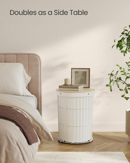 Round Laundry Hamper with Lid 95L Removable Liner