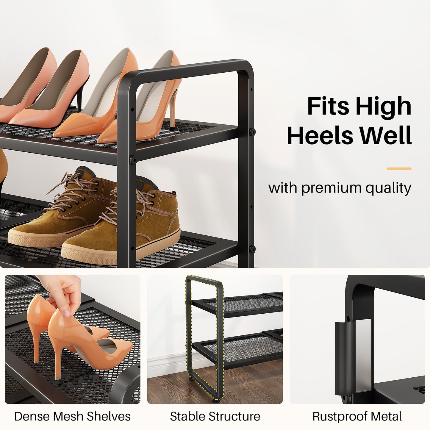 Expandable Stackable Metal Shoe Rack Organizer Shelf