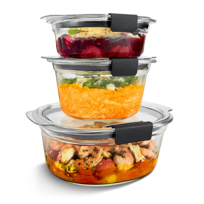 Glass Food Storage Containers Set Assorted Sizes Leak Proof Clear