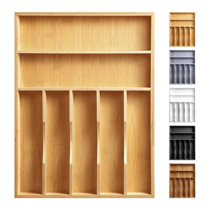 Oridom Expandable Bamboo Kitchen Drawer Organizer