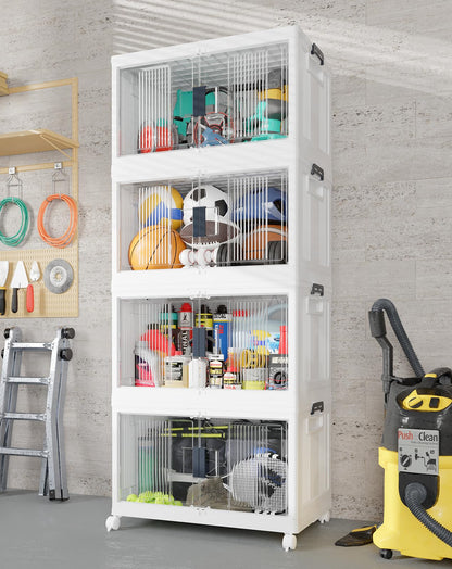 Stackable Folding Storage Bins with Wheels Doors