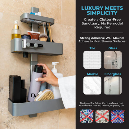 Rust Resistant Shower Caddy Adjustable Shelves Bathroom Organizer