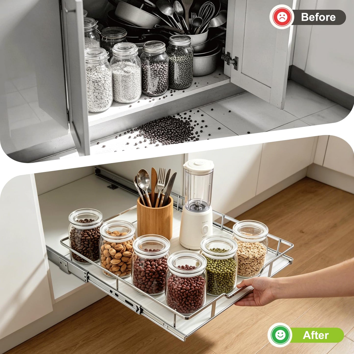 Pull Out Cabinet Organizer 20W x 21D Chrome