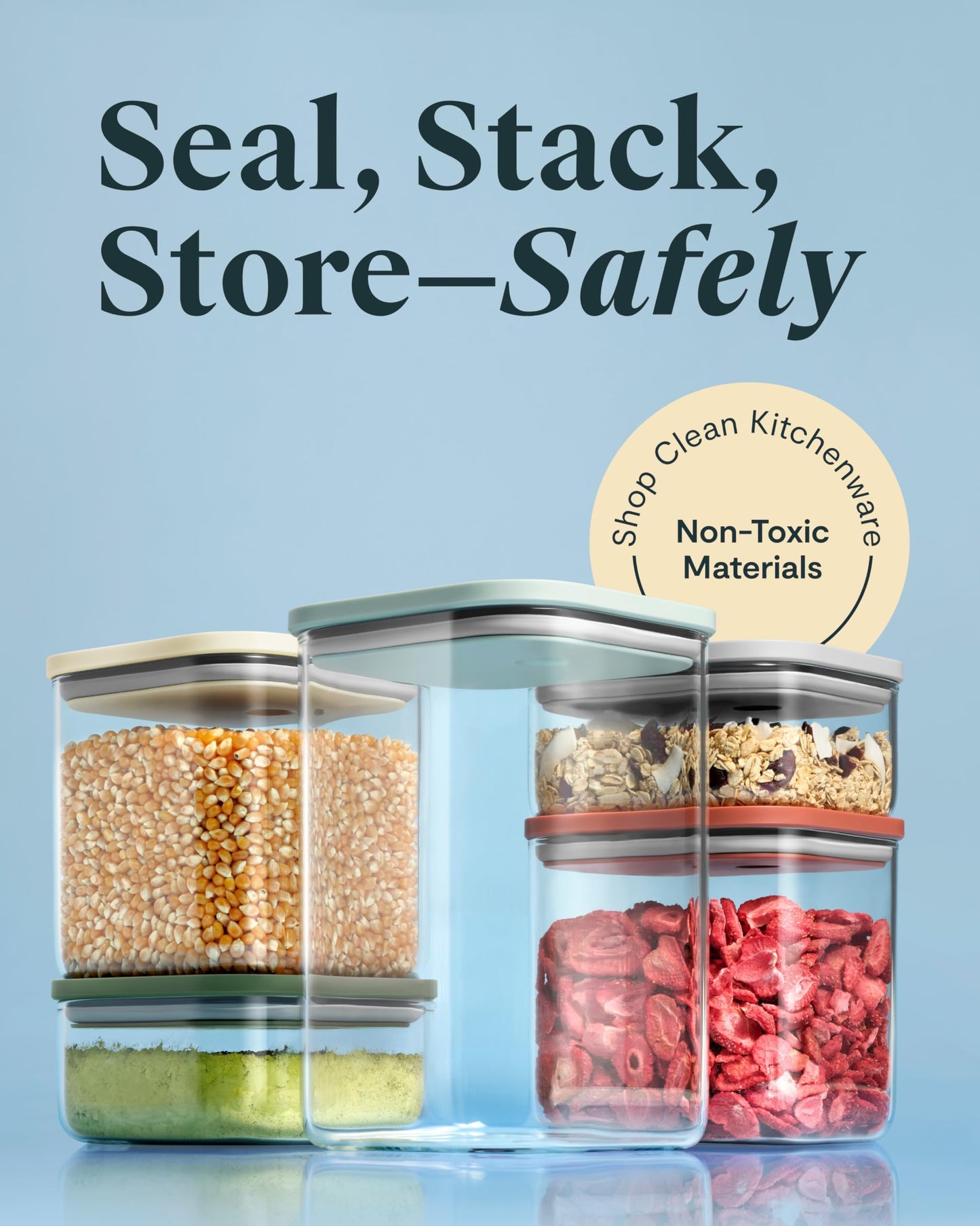 Airtight Glass Food Storage Containers with Stackable Lids