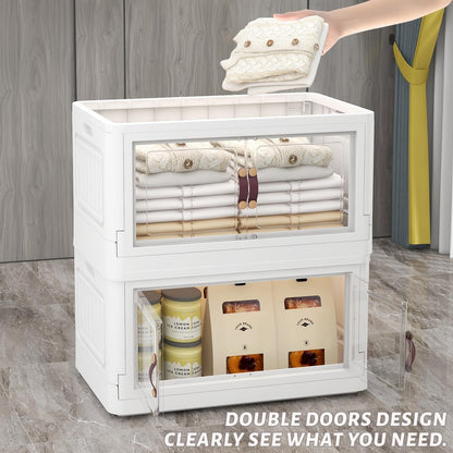 Stackable Storage Bins with Lids Wheels 78 Qt White