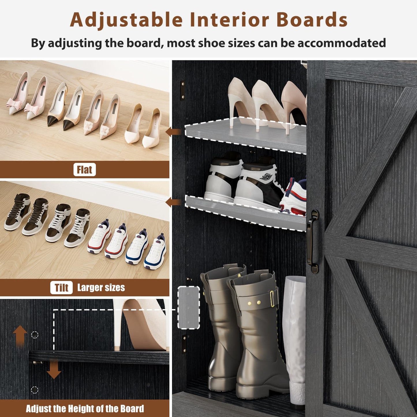 5 Tier Shoe Storage Cabinet Farmhouse Shoe Rack