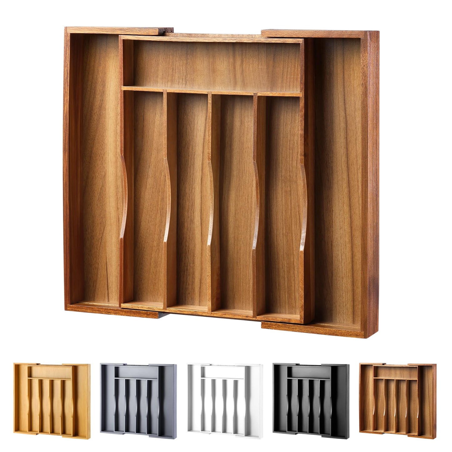 Oridom Expandable Bamboo Kitchen Drawer Organizer