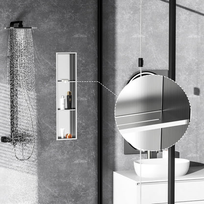 Three-Tier Stainless Recessed Shower Wall Niche