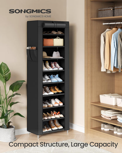 SONGMICS 10-Tier Shoe Rack, Shoe Organizer with Dustproof Cover,