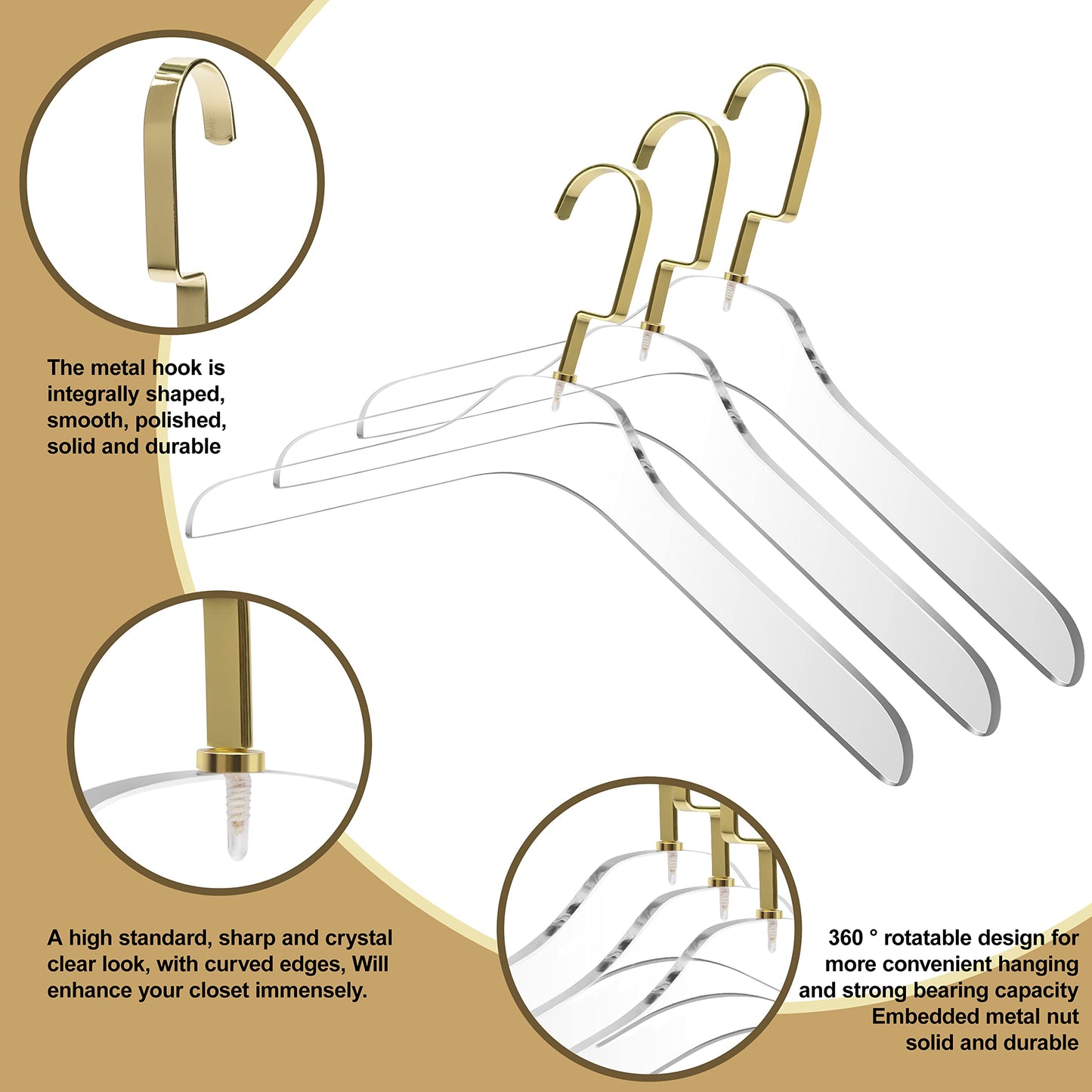 Clear Acrylic Suit Coat Hangers Silver Hook 50 Pack
